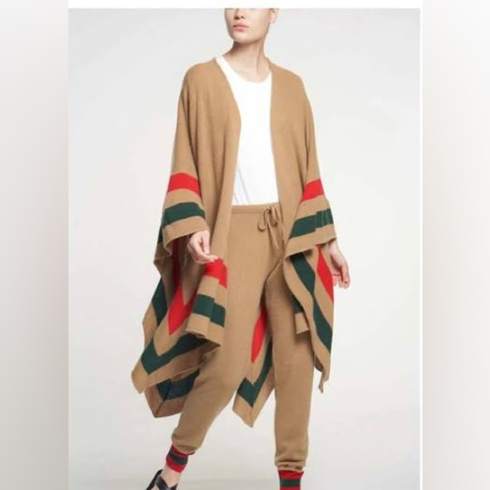 MADELEINE THOMPSON Tan Knit Cassia Poncho